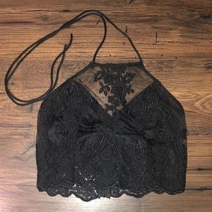 Black lace halter top from Papaya